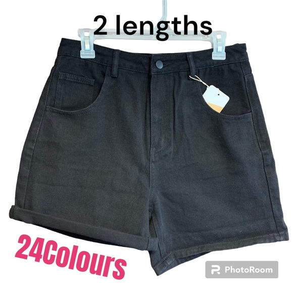 Black denim shorts roll cuff EU40L - Picture 2 of 11